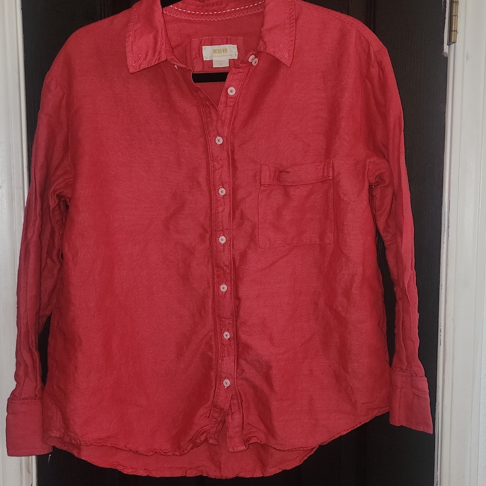 Maeve Red Casual Button Down Shirt‎